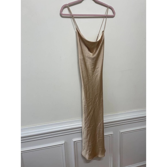 Show Me Your Mumu Verona Cowl Neck Midi Dress Champagne Lux Satin Large Slip - Picture 4 of 7
